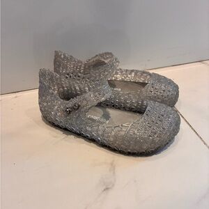 Mini melissa Silver Glitter Jelly Mary Jane Shoes Size 9